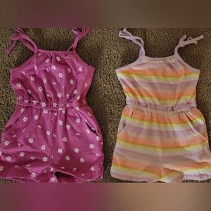 Cat & Jack 18m baby girl rompers, stripped and floral